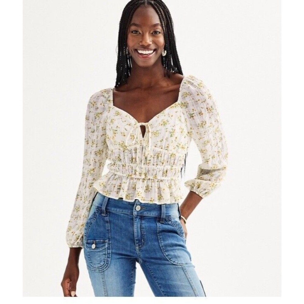 Dizzy Lizzy junior's Long Sleeve Floral Top Size XL